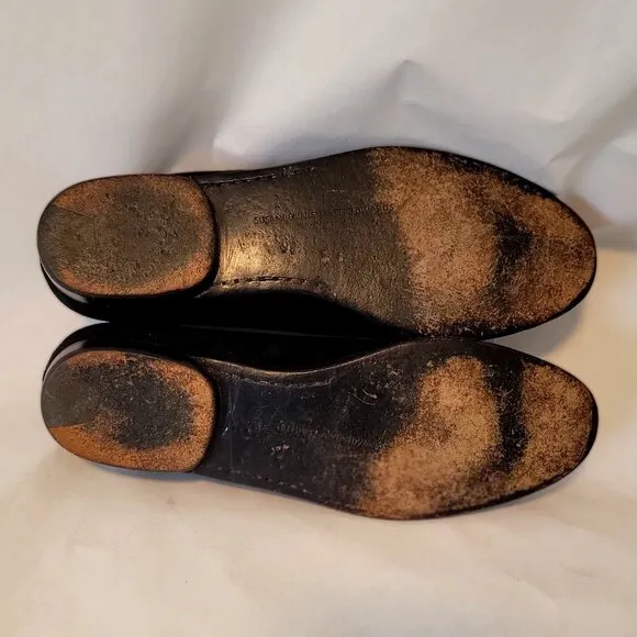 80s SUSAN BENNIS WARREN EDWARDS Loafer Men's BLK Suede Leather Tiger Applique
