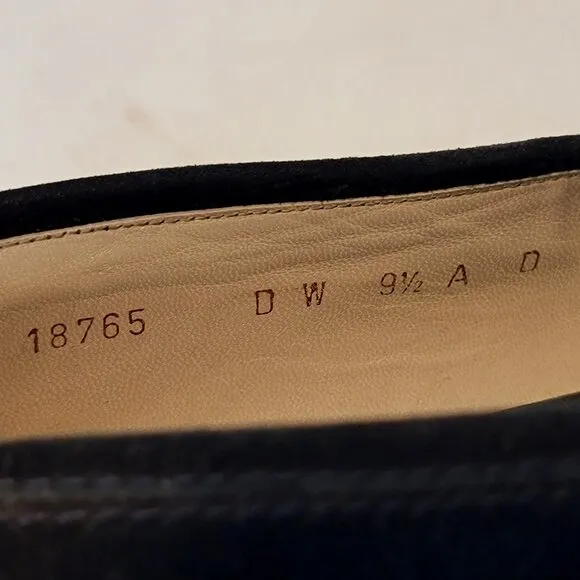 80s SUSAN BENNIS WARREN EDWARDS Loafer Men's BLK Suede Leather Tiger Applique