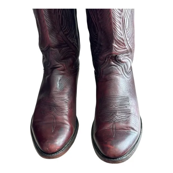 Abilene Men's Cowboy Leather Boots Black Cherry Size 9 D