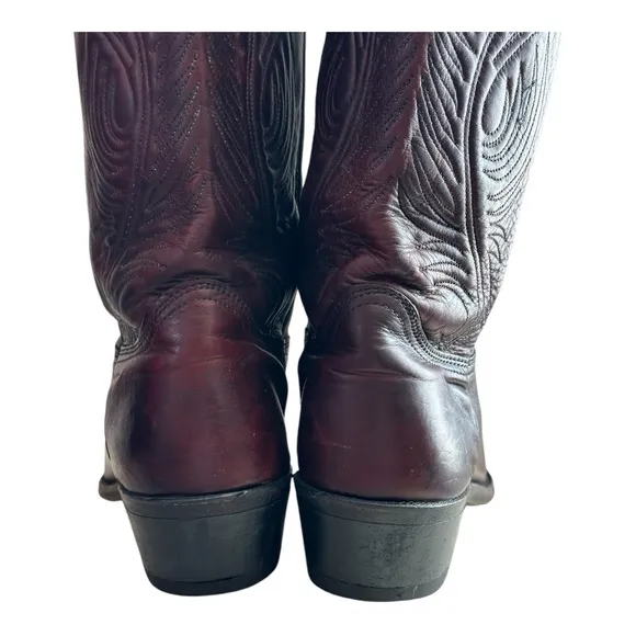 Abilene Men's Cowboy Leather Boots Black Cherry Size 9 D