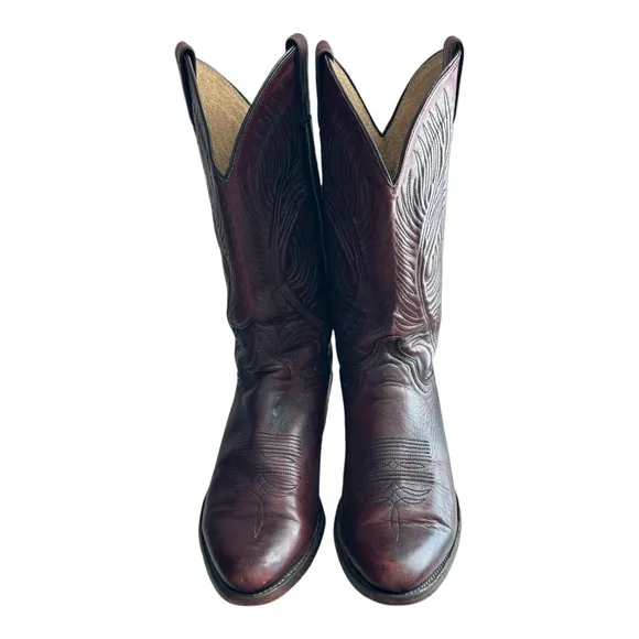 Abilene Men's Cowboy Leather Boots Black Cherry Size 9 D