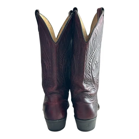 Abilene Men's Cowboy Leather Boots Black Cherry Size 9 D