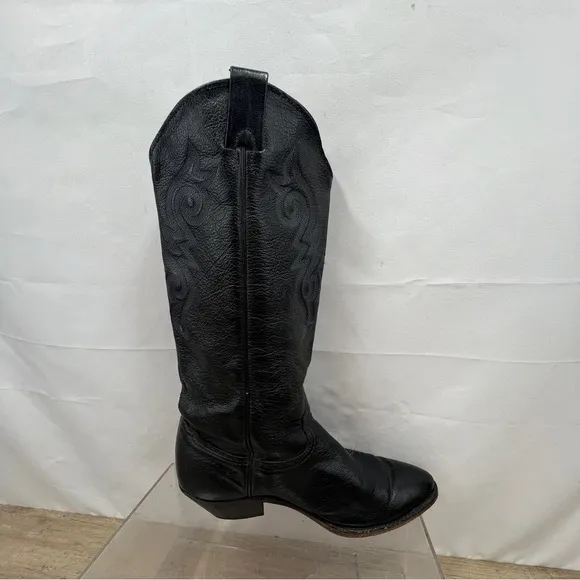 ABILENE Western Leather Black Cowboy Boots Mens SZ 8M