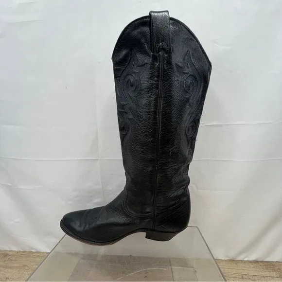 ABILENE Western Leather Black Cowboy Boots Mens SZ 8M