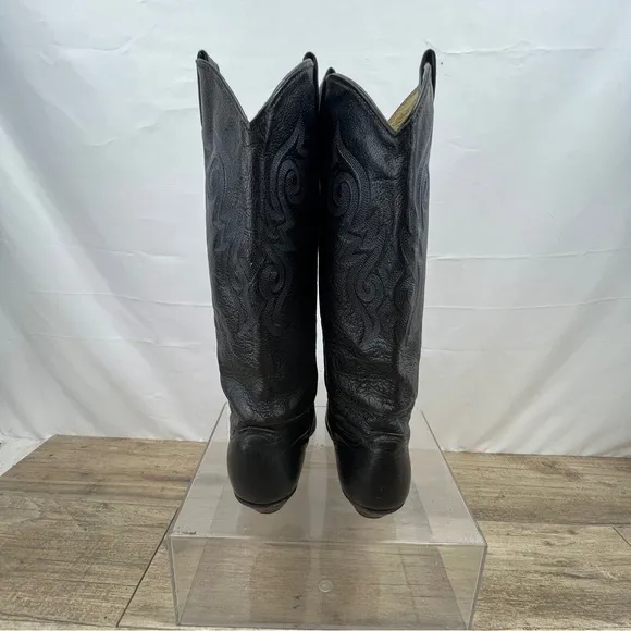 ABILENE Western Leather Black Cowboy Boots Mens SZ 8M