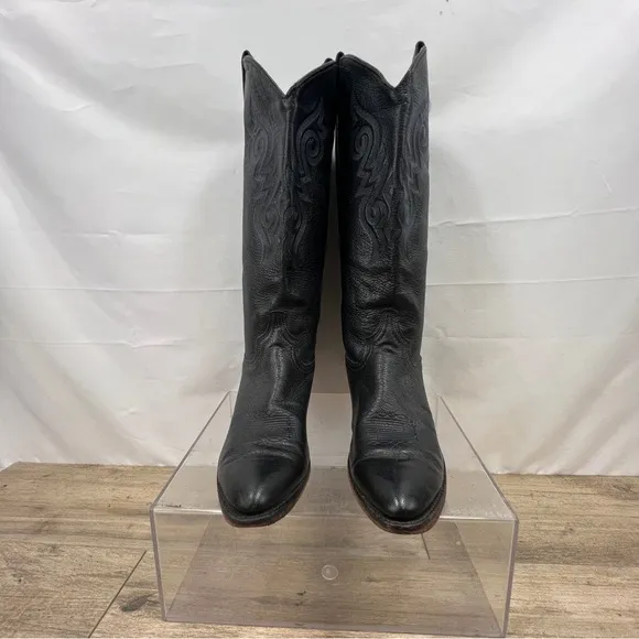 ABILENE Western Leather Black Cowboy Boots Mens SZ 8M
