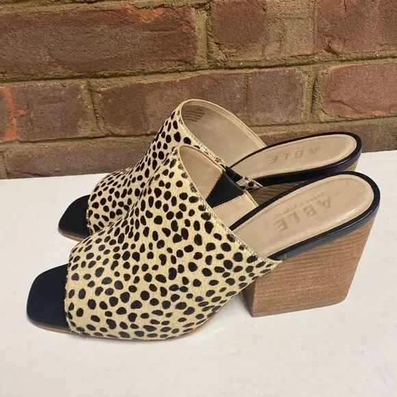 ABLE Cheetah Rojas Slide Heel Sandals Size 10