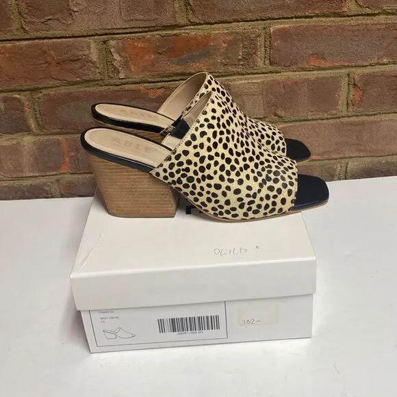 ABLE Cheetah Rojas Slide Heel Sandals Size 10