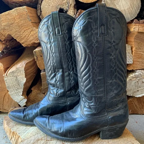 Acme Black Leather Boots