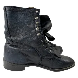 Acme Men's Black Leather Kiltie Boots Size 8.5 (Style 1447)