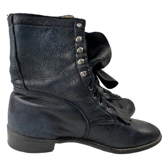 Acme Men's Black Leather Kiltie Boots Size 8.5 (Style 1447)