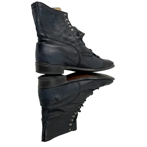 Acme Men's Black Leather Kiltie Boots Size 8.5 (Style 1447)