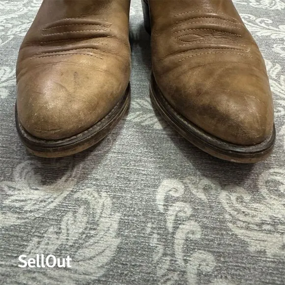 Acme Men's Western Leather Boots Standard Size 10.5 Brown Vintage Mid-Calf