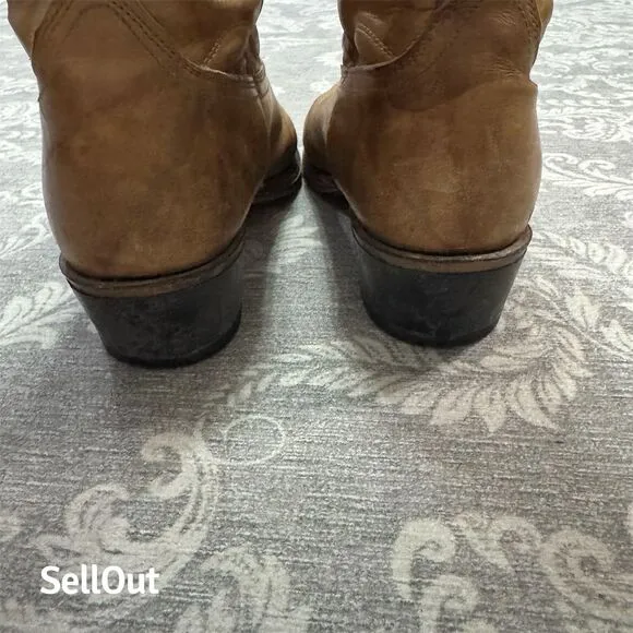 Acme Men's Western Leather Boots Standard Size 10.5 Brown Vintage Mid-Calf