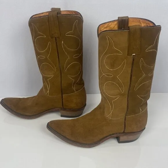 ACME Vintage Cowboy Suede Snip Square Point Cowgirl Boots - Size 6.5 A 89437