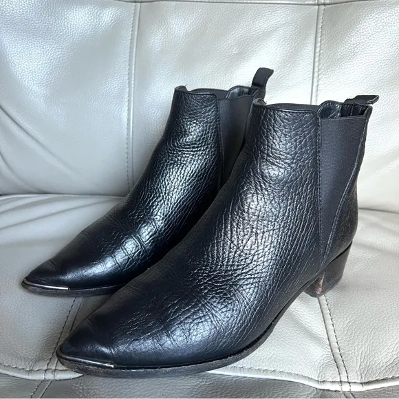 Acne Studios Jensen Grain Chelsea Leather Ankle Boots Sz 37 US 6 Black Classic