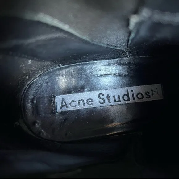 Acne Studios Jensen Grain Chelsea Leather Ankle Boots Sz 37 US 6 Black Classic