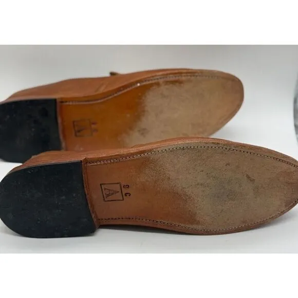 Adelante Shoe Company Mens Leather Casual Slip On Loafers Tan Brown Size 9C