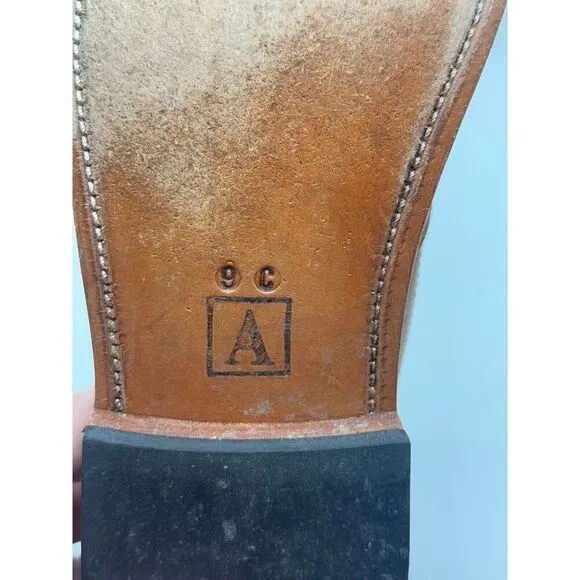 Adelante Shoe Company Mens Leather Casual Slip On Loafers Tan Brown Size 9C