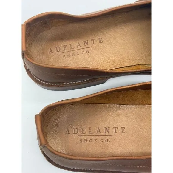 Adelante Shoe Company Mens Leather Casual Slip On Loafers Tan Brown Size 9C