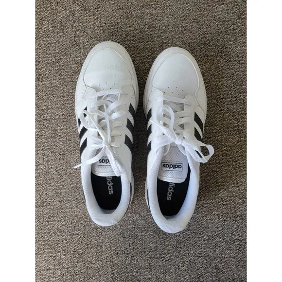 Adidas Breaknet White Black Sleek Fashion Sneakers Size 10 Men's