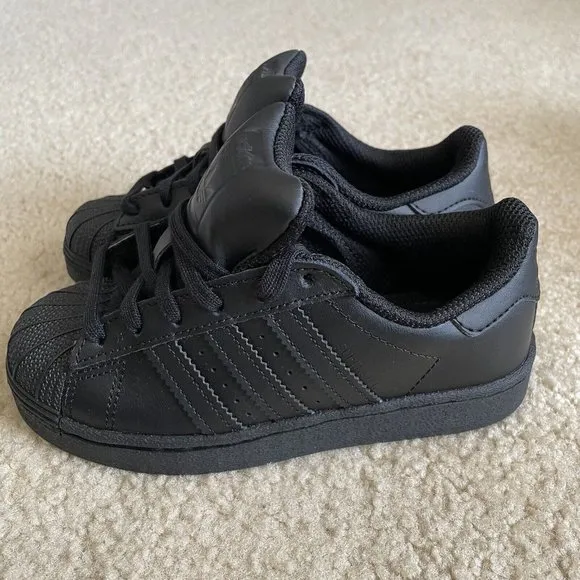 Adidas Originals Superstar Shell Toe Black Youth Sneakers FU7715 Size 12