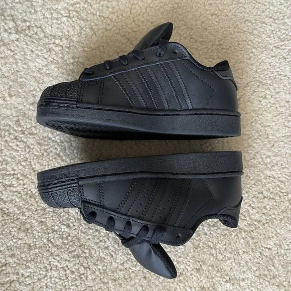 Adidas Originals Superstar Shell Toe Black Youth Sneakers FU7715 Size 12