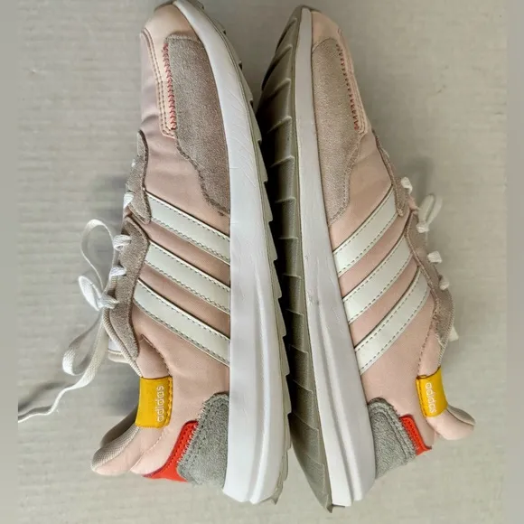 Adidas-Retrorun running sneakers from Finish Line in pink and white.Size 9