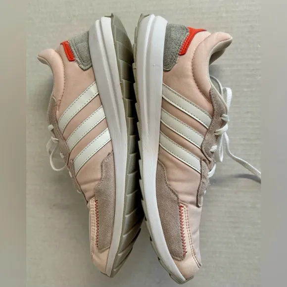 Adidas-Retrorun running sneakers from Finish Line in pink and white.Size 9