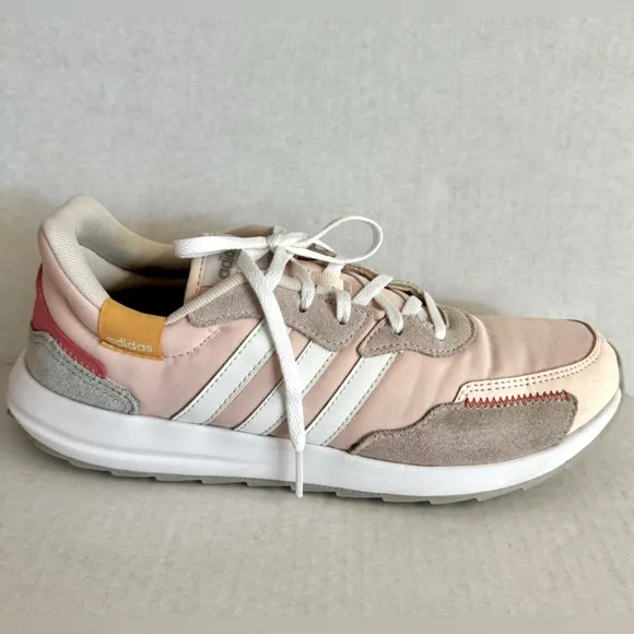 Adidas-Retrorun running sneakers from Finish Line in pink and white.Size 9