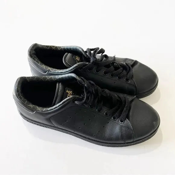 Adidas Stan Smith Core Black Leather Sneakers Men’s Size 8.5‎ Y2K Retro Street