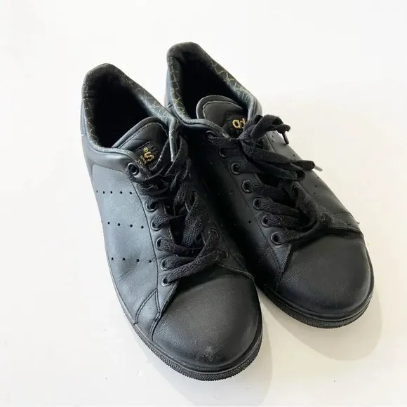 Adidas Stan Smith Core Black Leather Sneakers Men’s Size 8.5‎ Y2K Retro Street