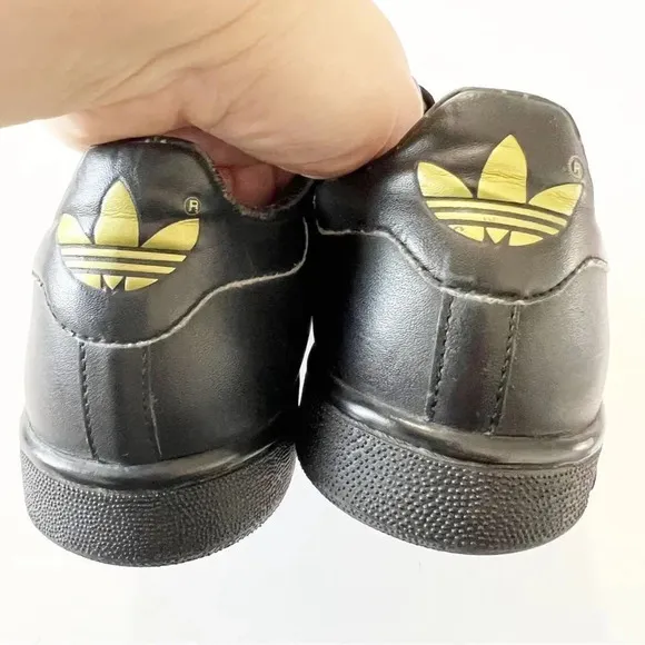 Adidas Stan Smith Core Black Leather Sneakers Men’s Size 8.5‎ Y2K Retro Street