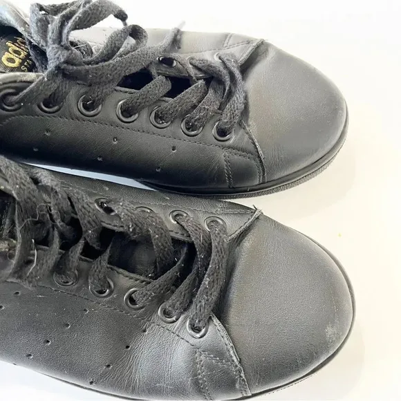 Adidas Stan Smith Core Black Leather Sneakers Men’s Size 8.5‎ Y2K Retro Street