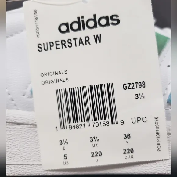 Adidas Superstar Fluffy White Teal Pink Strips Casual Fashion Sneakers Women's 5