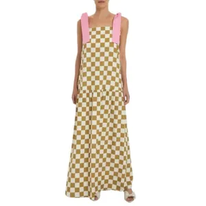 ADRIANA DEGREAS Carre Vintage Long Dress With Straps Small