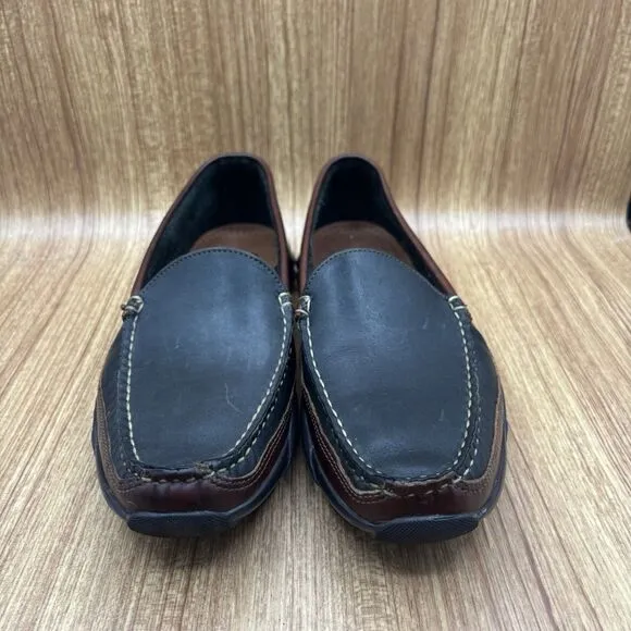 AE by Allen Edmonds Boulder Slip On Loafers Black Brown Leather ~ Size 9.5 D