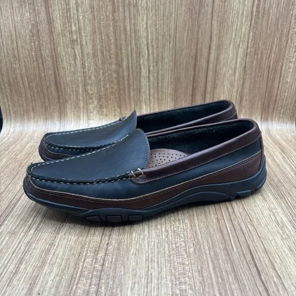 AE by Allen Edmonds Boulder Slip On Loafers Black Brown Leather ~ Size 9.5 D