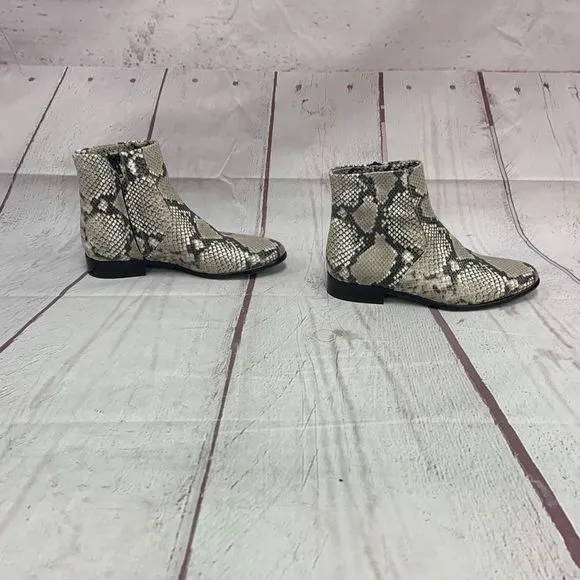 Aera Women’s Size 8 Snakeskin Print Ankle Boots Booties Leather Italy