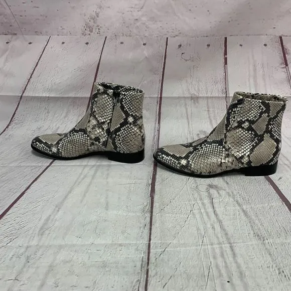 Aera Women’s Size 8 Snakeskin Print Ankle Boots Booties Leather Italy