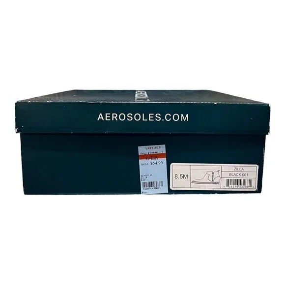 Aerosoles Womens Zilla Fashion Casual Sneakers Faux Leather Black 8.5M New