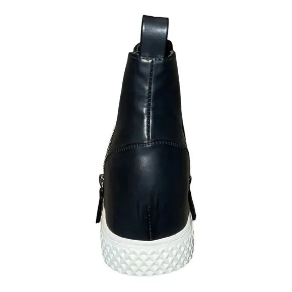 Aerosoles Womens Zilla Fashion Casual Sneakers Faux Leather Black 8.5M New