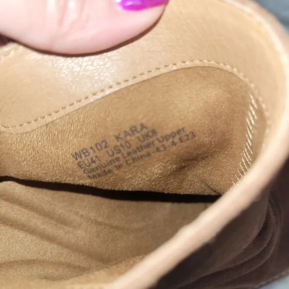 Aetrex Boots Womens 10 Brown Kara Suede Leather Wedge Ankle Bootie Wrinkle WB102