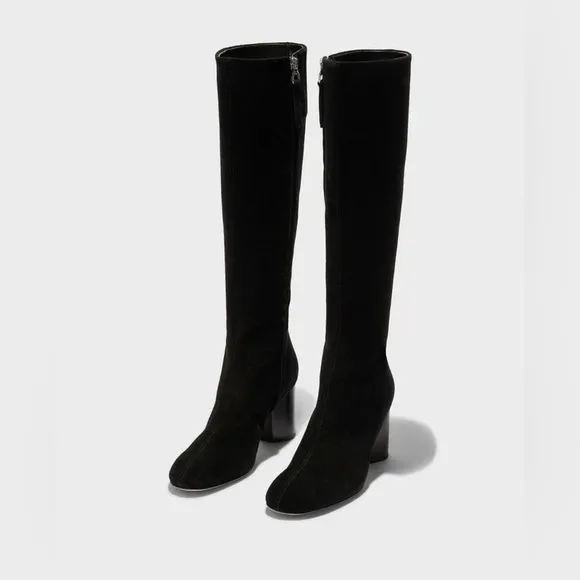 Aeyde Suede Black Knee-High Boots Size 36