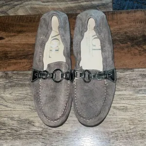 AGL Attilio Giusti Leombruni Metallic Suede Loafers