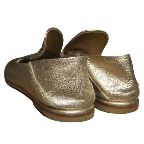 AGL | Gold Leather Loafers in Size EU 38 / US 8