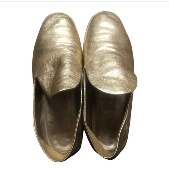 AGL | Gold Leather Loafers in Size EU 38 / US 8