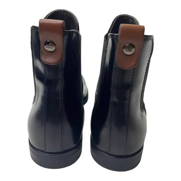 AGL Women’s Black Leather Chelsea Slip On Ankle Boots