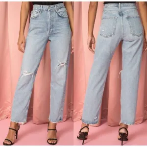 Agolde 90's Mid Rise Loose Fit Straight Leg Denim Jeans Captured Women's Size 24
