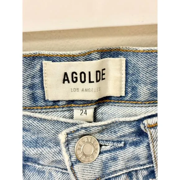 Agolde 90's Mid Rise Loose Fit Straight Leg Denim Jeans Captured Women's Size 24